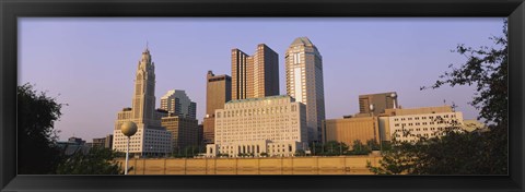Framed Low angle view of buildings in a city, Scioto River, Columbus, Ohio, USA Print