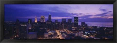 Framed High angle view of buildings in a city, Cleveland, Ohio, USA Print