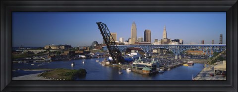 Framed High angle view of boats in a river, Cleveland, Ohio, USA Print