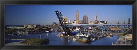 Framed High angle view of boats in a river, Cleveland, Ohio, USA Print