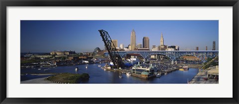 Framed High angle view of boats in a river, Cleveland, Ohio, USA Print