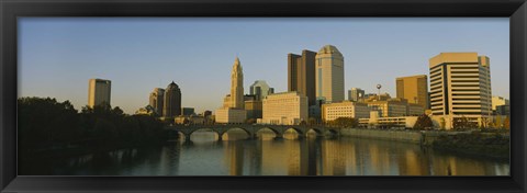 Framed High angle view of buildings at the waterfront, Columbus, Ohio, USA Print