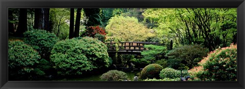Framed Panoramic view of a garden, Japanese Garden, Washington Park, Portland, Oregon Print