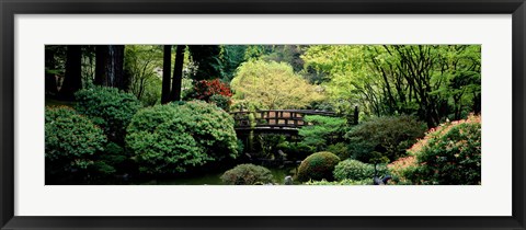 Framed Panoramic view of a garden, Japanese Garden, Washington Park, Portland, Oregon Print