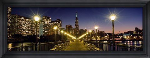 Framed Buildings lit up at night, Transamerica Pyramid, San Francisco, California, USA Print