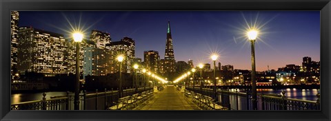 Framed Buildings lit up at night, Transamerica Pyramid, San Francisco, California, USA Print