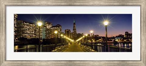 Framed Buildings lit up at night, Transamerica Pyramid, San Francisco, California, USA Print