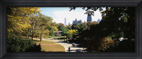 Framed High angle view of a group of people walking in a park, Central Park, Manhattan, New York City, New York State, USA Print