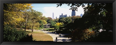 Framed High angle view of a group of people walking in a park, Central Park, Manhattan, New York City, New York State, USA Print