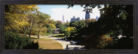 Framed High angle view of a group of people walking in a park, Central Park, Manhattan, New York City, New York State, USA Print