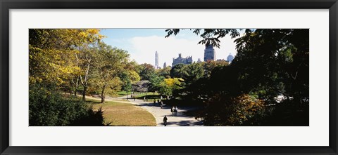 Framed High angle view of a group of people walking in a park, Central Park, Manhattan, New York City, New York State, USA Print