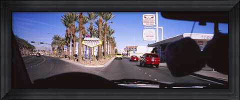 Framed Traffic entering downtown, Las Vegas, Nevada, USA Print
