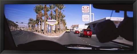 Framed Traffic entering downtown, Las Vegas, Nevada, USA Print