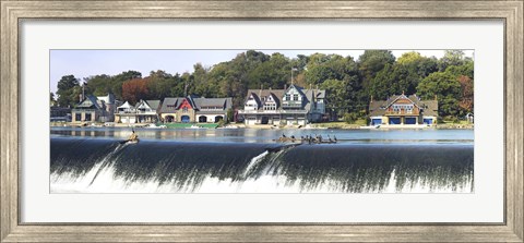 Framed Boathouse Row at the waterfront, Schuylkill River, Philadelphia, Pennsylvania Print