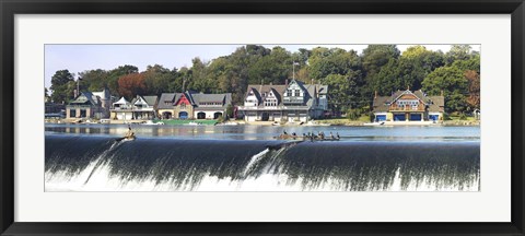Framed Boathouse Row at the waterfront, Schuylkill River, Philadelphia, Pennsylvania Print