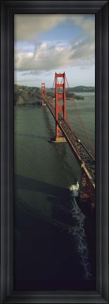 Framed Aerial view of a bridge, Golden Gate Bridge, San Francisco, California, USA Print
