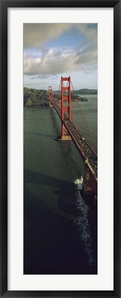 Framed Aerial view of a bridge, Golden Gate Bridge, San Francisco, California, USA Print