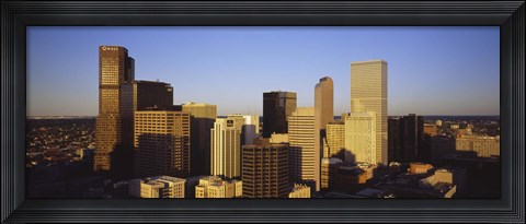 Framed Sun reflecting off skyscrapers in Denver, Colorado, USA Print