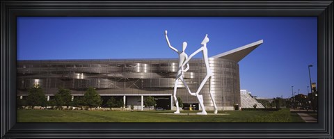 Framed Dancers sculpture by Jonathan Borofsky in front of a building, Colorado Convention Center, Denver, Colorado Print