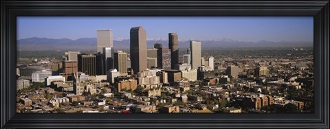 Framed Denver Skyscrapers with mountains in the background, Colorado Print