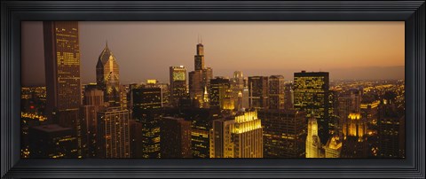 Framed Skyscrapers in Chicago at dusk, Illinois Print