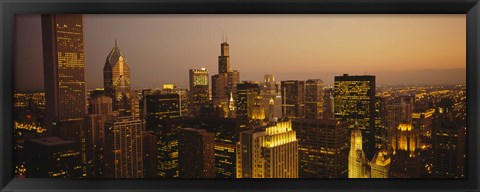 Framed Skyscrapers in Chicago at dusk, Illinois Print