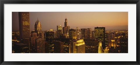 Framed Skyscrapers in Chicago at dusk, Illinois Print