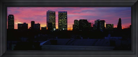Framed Silhouette of buildings in a city, Century City, Los Angeles, California Print