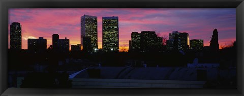 Framed Silhouette of buildings in a city, Century City, Los Angeles, California Print