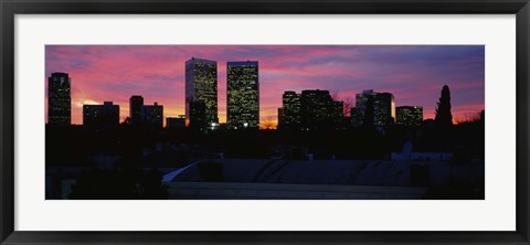 Framed Silhouette of buildings in a city, Century City, Los Angeles, California Print