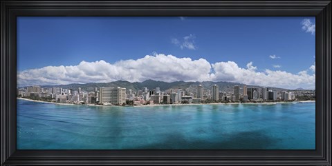 Framed Buildings at the Honolulu, Oahu, Hawaii Waterfront Print