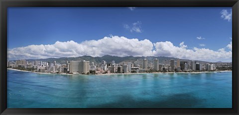 Framed Buildings at the Honolulu, Oahu, Hawaii Waterfront Print