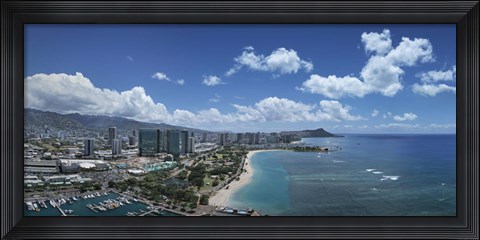 Framed Buildings in a city, Honolulu, Oahu, Hawaii, USA 2007 Print