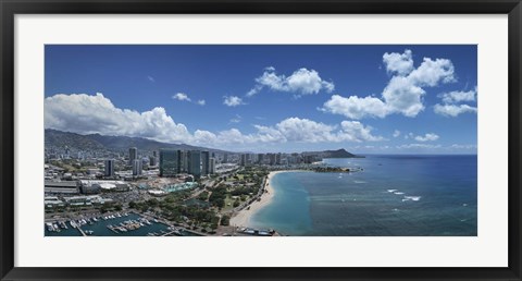 Framed Buildings in a city, Honolulu, Oahu, Hawaii, USA 2007 Print