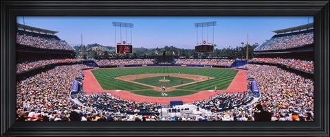 Framed Spectators watching a baseball match, Dodgers vs. Yankees, Dodger Stadium, City of Los Angeles, California, USA Print