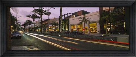 Framed Stores on the roadside, Rodeo Drive, Beverly Hills, California, USA Print