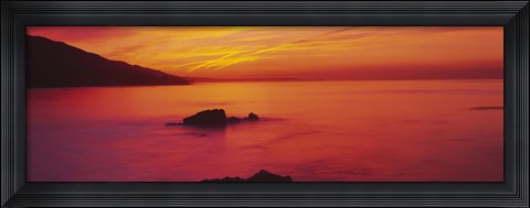 Framed Panoramic view of the sea at dusk, Leo Carillo State Park, Carillo, Los Angeles County, California, USA Print