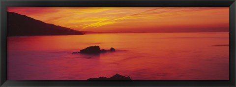 Framed Panoramic view of the sea at dusk, Leo Carillo State Park, Carillo, Los Angeles County, California, USA Print