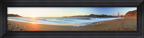 Framed Footprints on the beach, Golden Gate Bridge, San Francisco, California, USA Print