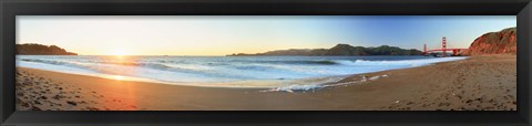 Framed Footprints on the beach, Golden Gate Bridge, San Francisco, California, USA Print