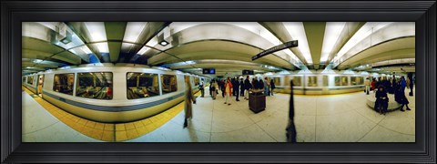 Framed Large group of people at a subway station, Bart Station, San Francisco, California, USA Print