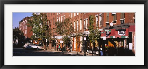 Framed Stores along a street, North End, Boston, Massachusetts, USA Print