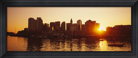 Framed Sunset over skyscrapers, Boston, Massachusetts, USA Print