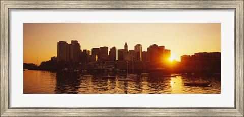 Framed Sunset over skyscrapers, Boston, Massachusetts, USA Print