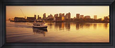 Framed Ferry moving in the sea, Boston Harbor, Boston, Massachusetts, USA Print