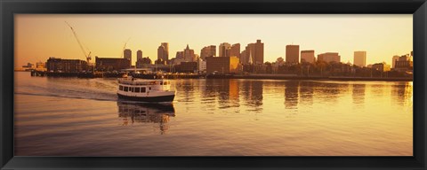 Framed Ferry moving in the sea, Boston Harbor, Boston, Massachusetts, USA Print