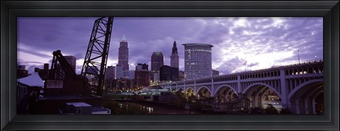 Framed Cleveland, Ohio Bridge and River Print