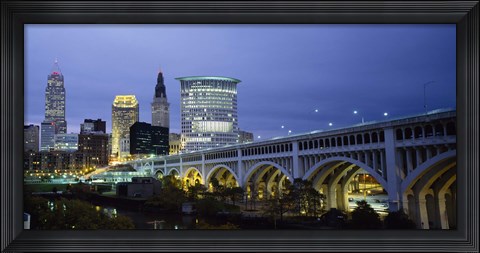 Framed Detroit Avenue Bridge at Dusk Print