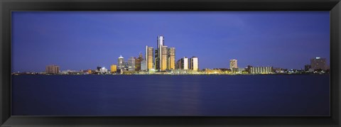 Framed Detroit Waterfront Skyline Print