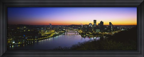 Framed Pittsburgh Sunset over Buildings Print